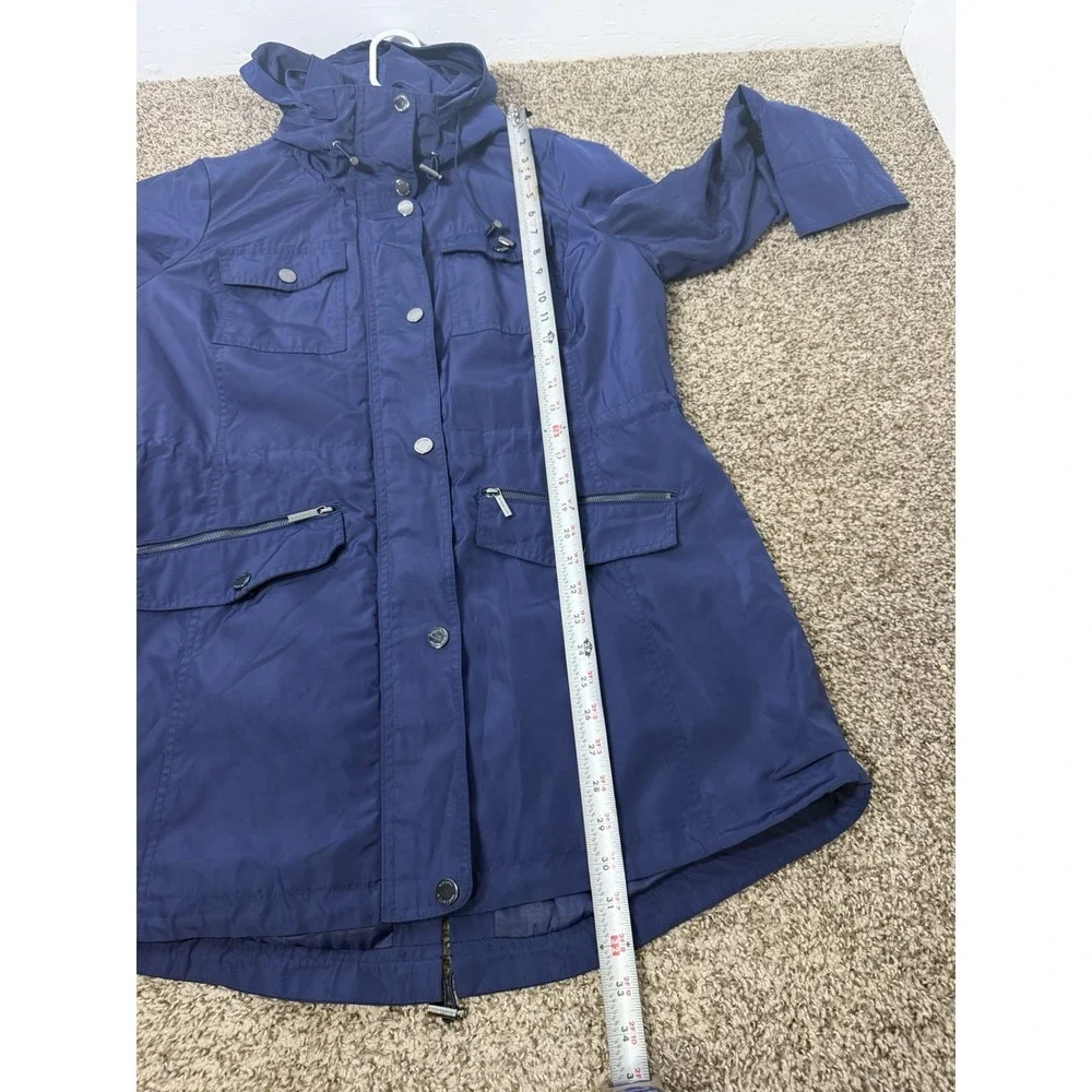 Michael Kors Hooded Utility Anorak Rain Jacket Navy Blue Women's Large